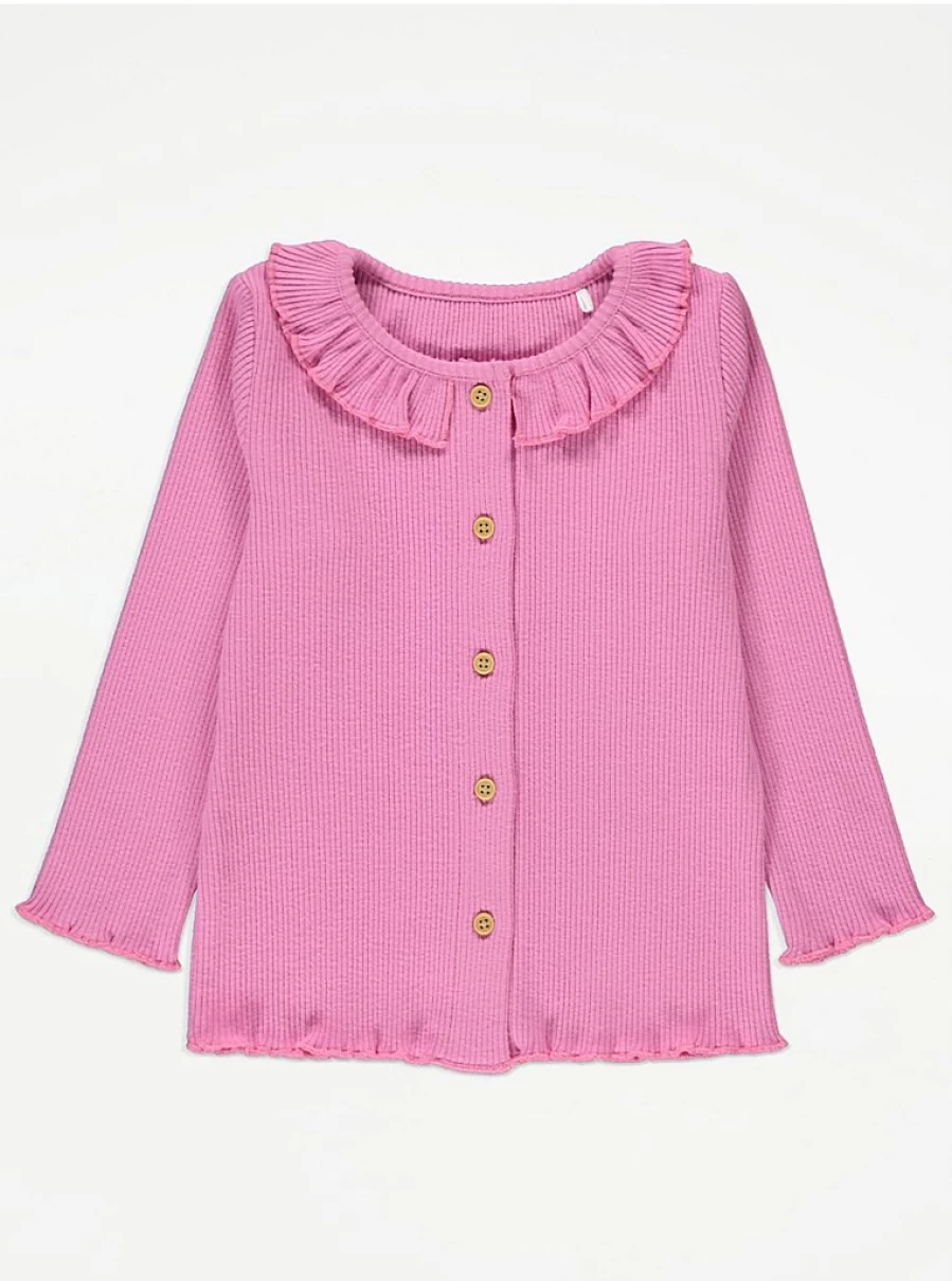 "George at Asda Kids Pink Ribbed Cardigan with Frill Neck | Review & Style Guide"