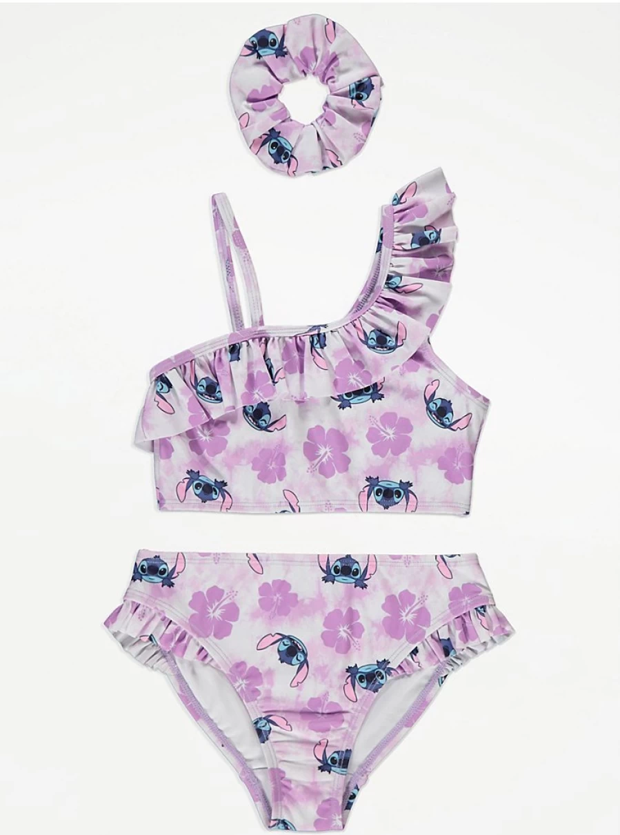"George at Asda Disney Stitch Purple Floral Bikini Set for Girls | Kids Swimwear Reviews"