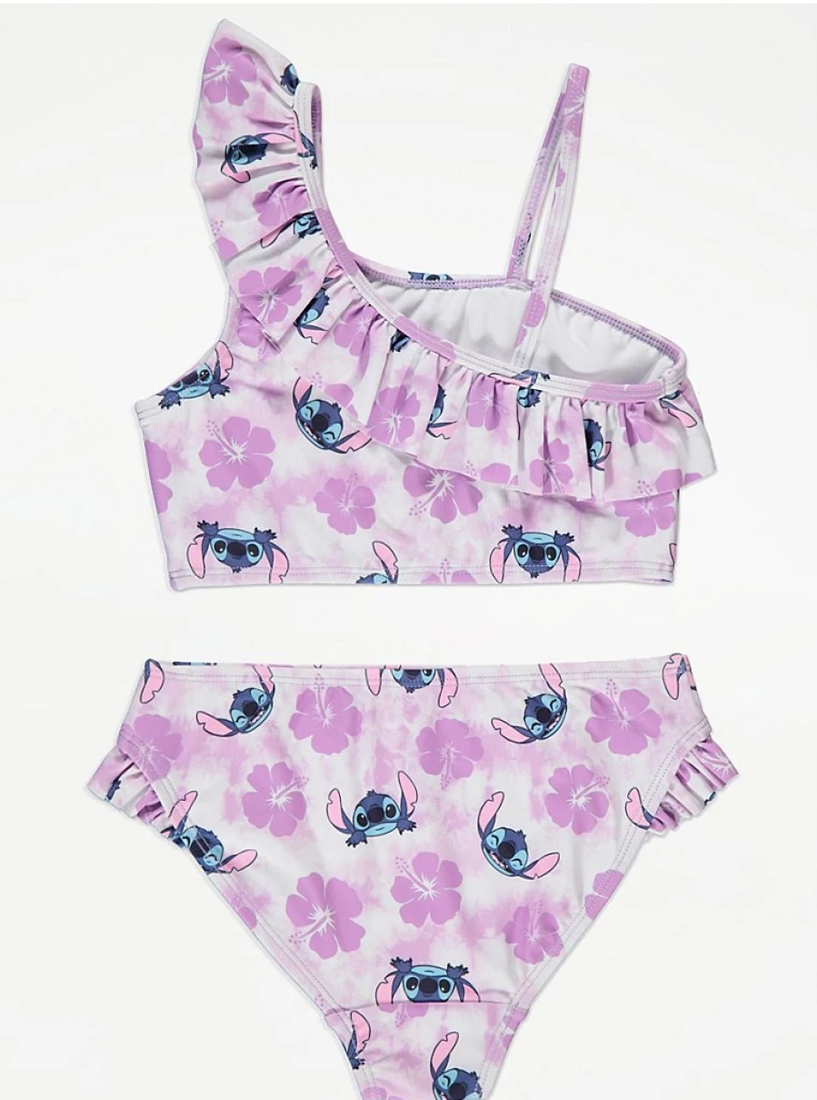 "George at Asda Disney Stitch Purple Floral Bikini Set for Girls | Kids Swimwear Reviews"