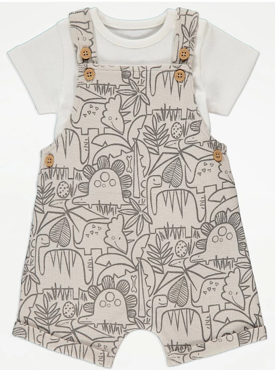 George at Asda Baby Stone Dinosaur Dungarees & Bodysuit Set – Cute Outfit Reviews