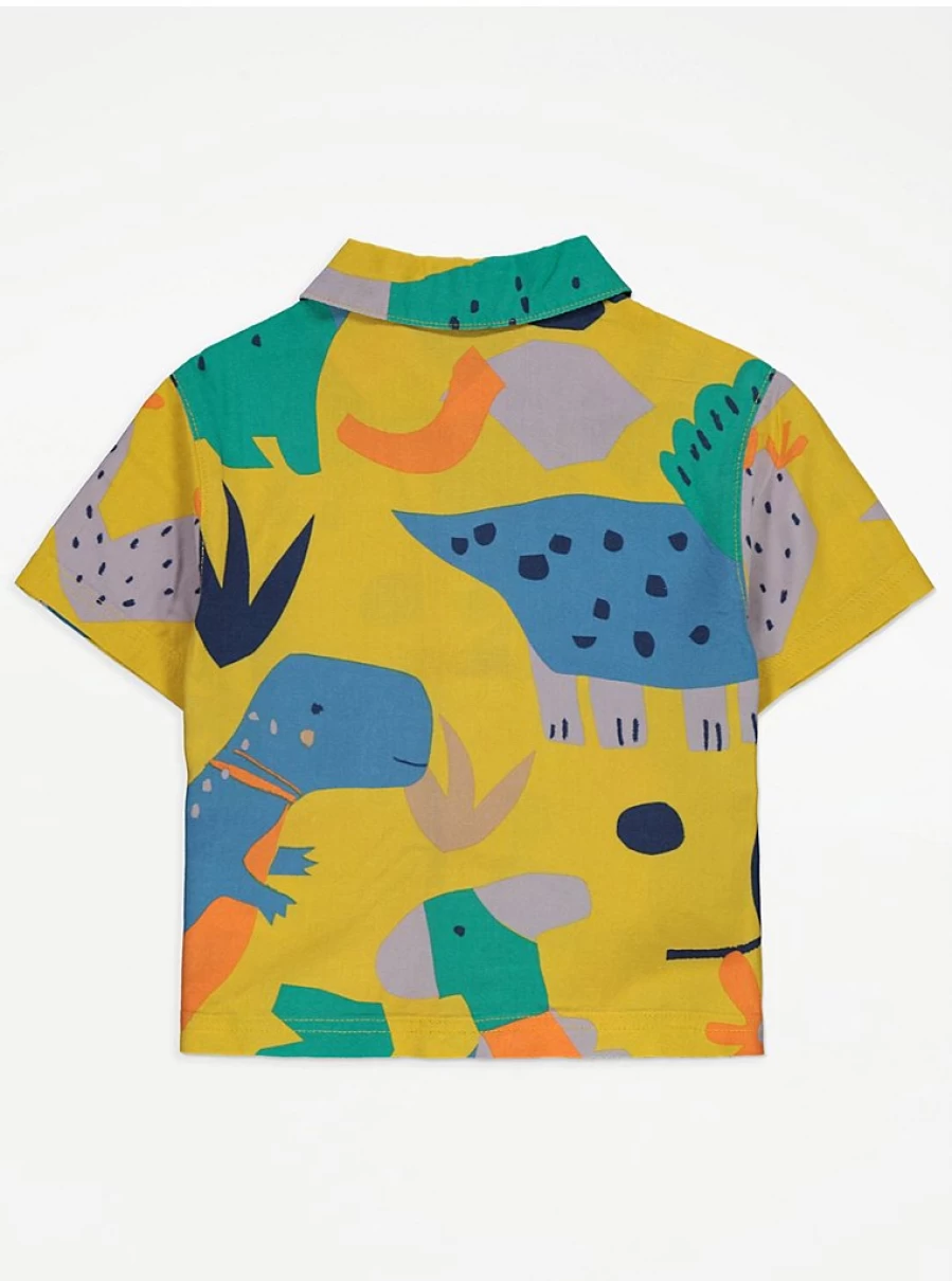 "George at Asda Boys' Ochre Dinosaur Print Short Sleeve T-Shirt – Kids' Casual Top Review"