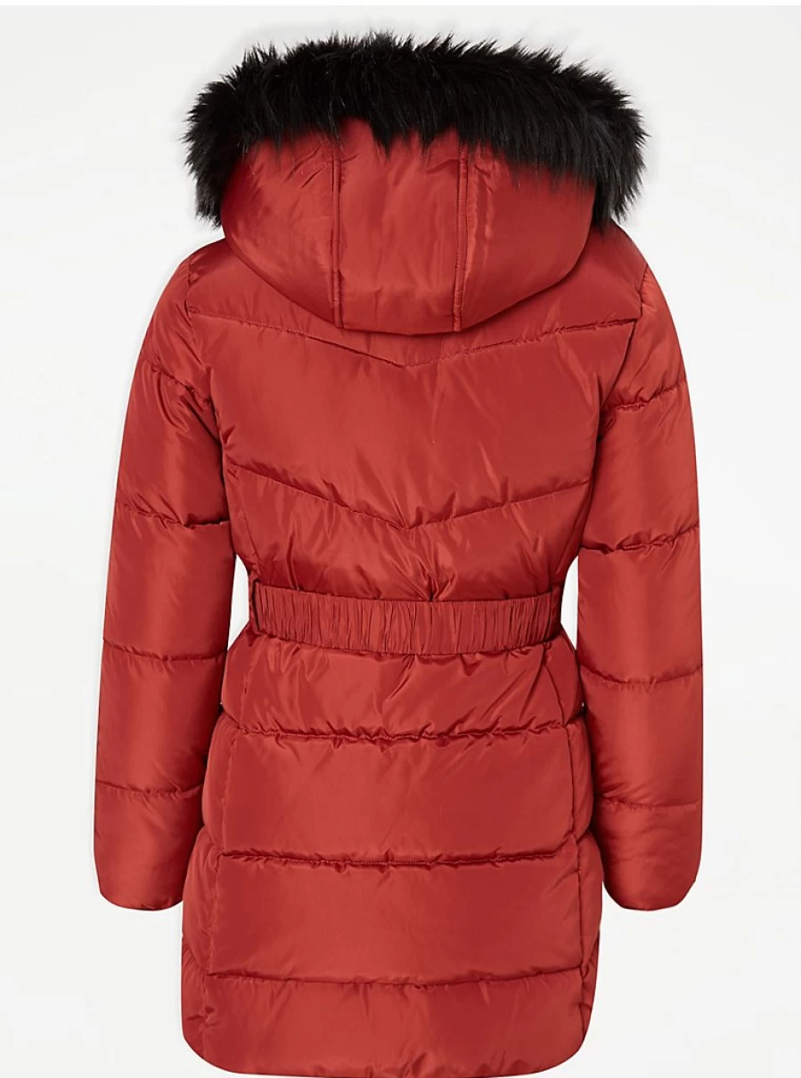 "George at Asda Kids Rust Belted Longline Padded Coat Review | Warm Winter Jacket"