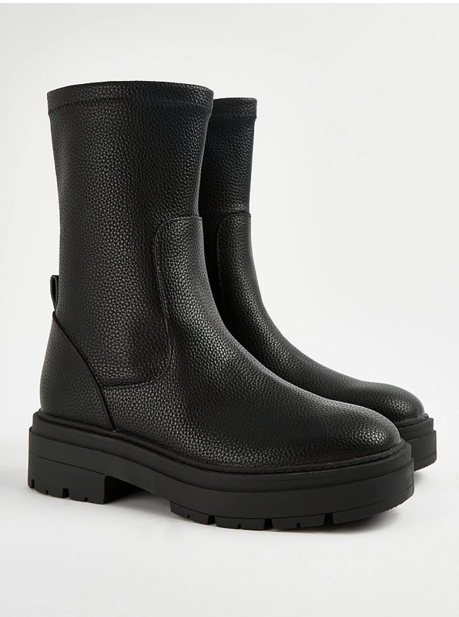 Women's Black Faux Leather Ankle Boots - George at Asda Comfortable Sock Booties Review