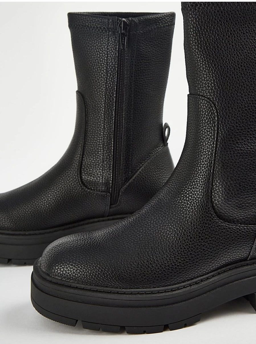 Women's Black Faux Leather Ankle Boots - George at Asda Comfortable Sock Booties Review