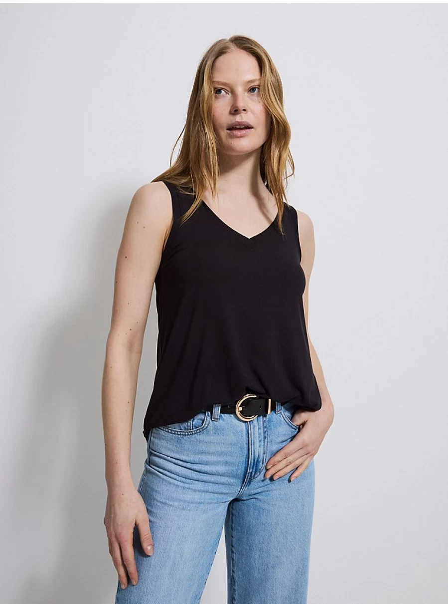 Women's Black V-Neck Longline Swing Vest - George at Asda