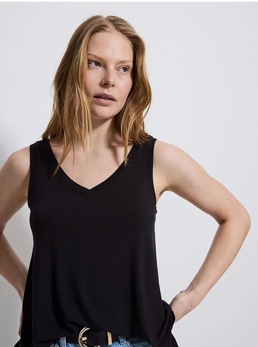 Women's Black V-Neck Longline Swing Vest - George at Asda