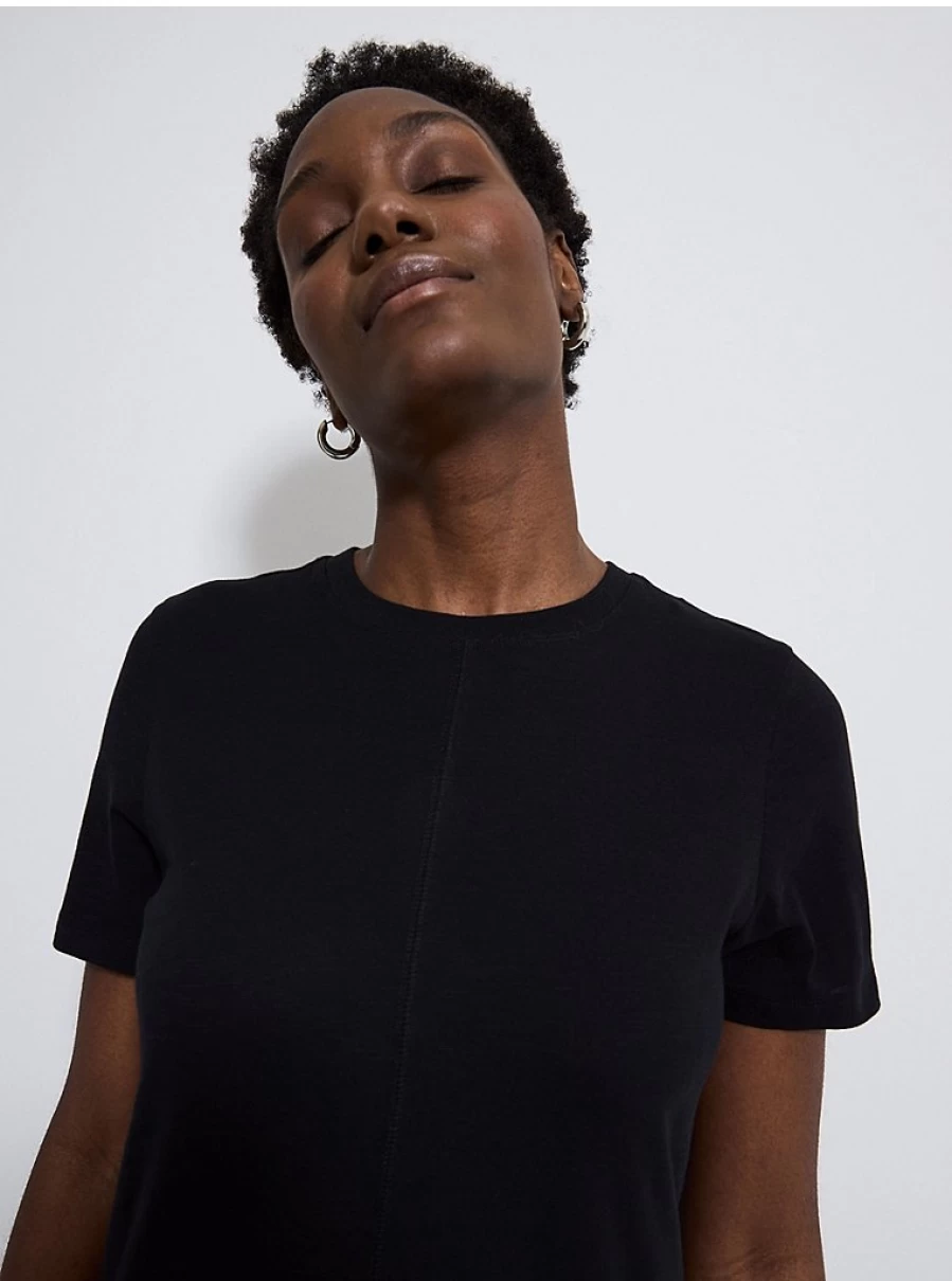 Black Seam Detail Midi T-Shirt Dress for Women | George at Asda | Comfortable Casual Style