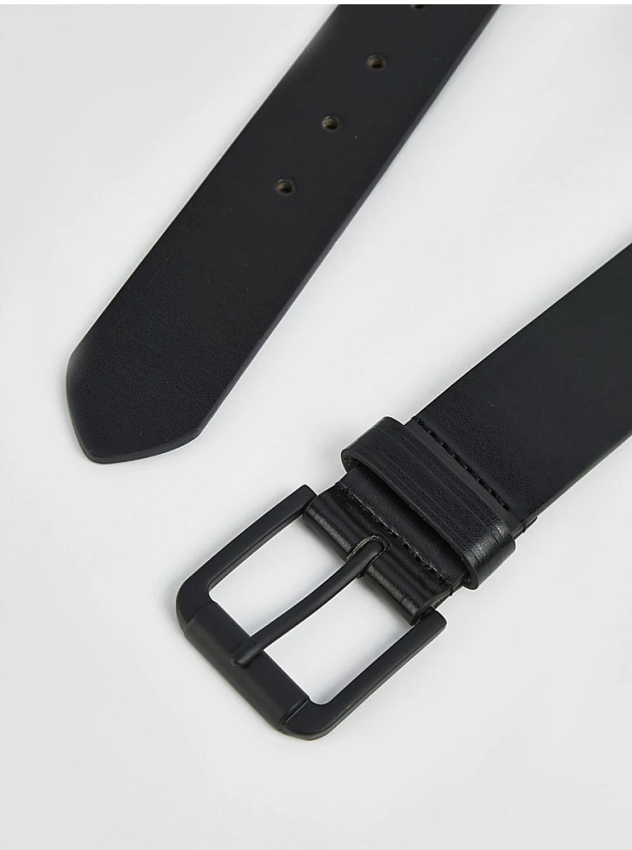 Men's Black Faux Leather Chunky Belt - George at Asda Stylish Accessory