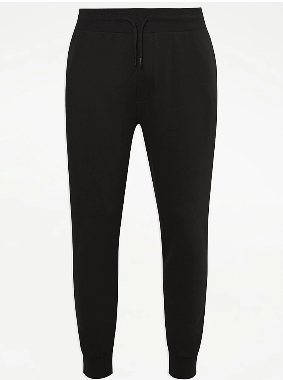 Men's Black Tapered Joggers by George at Asda | Comfort Fit Casual Trousers