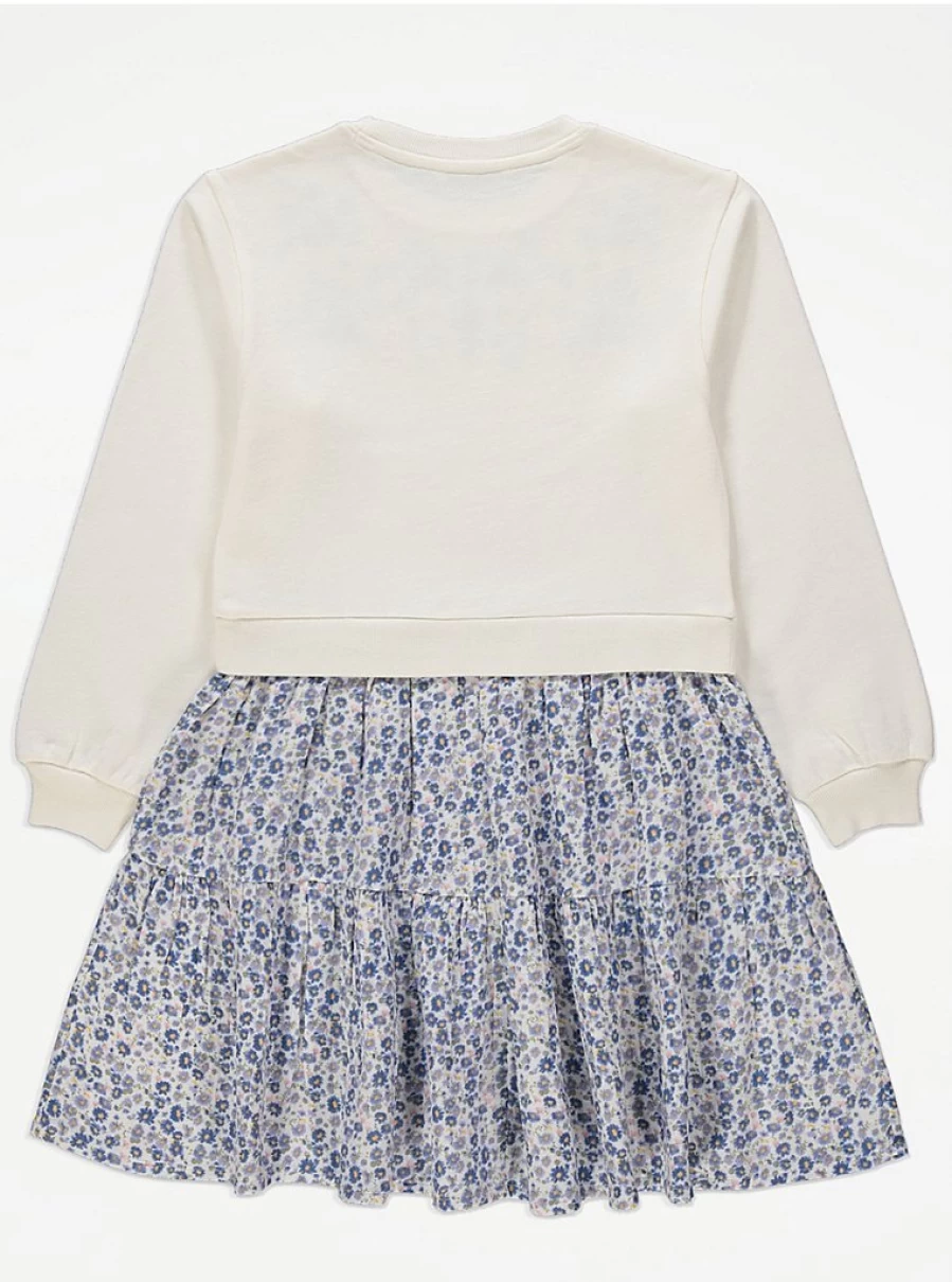"George at Asda Girls Floral Embroidered Sweatshirt Dress - Cute & Comfortable Kids Outfit"