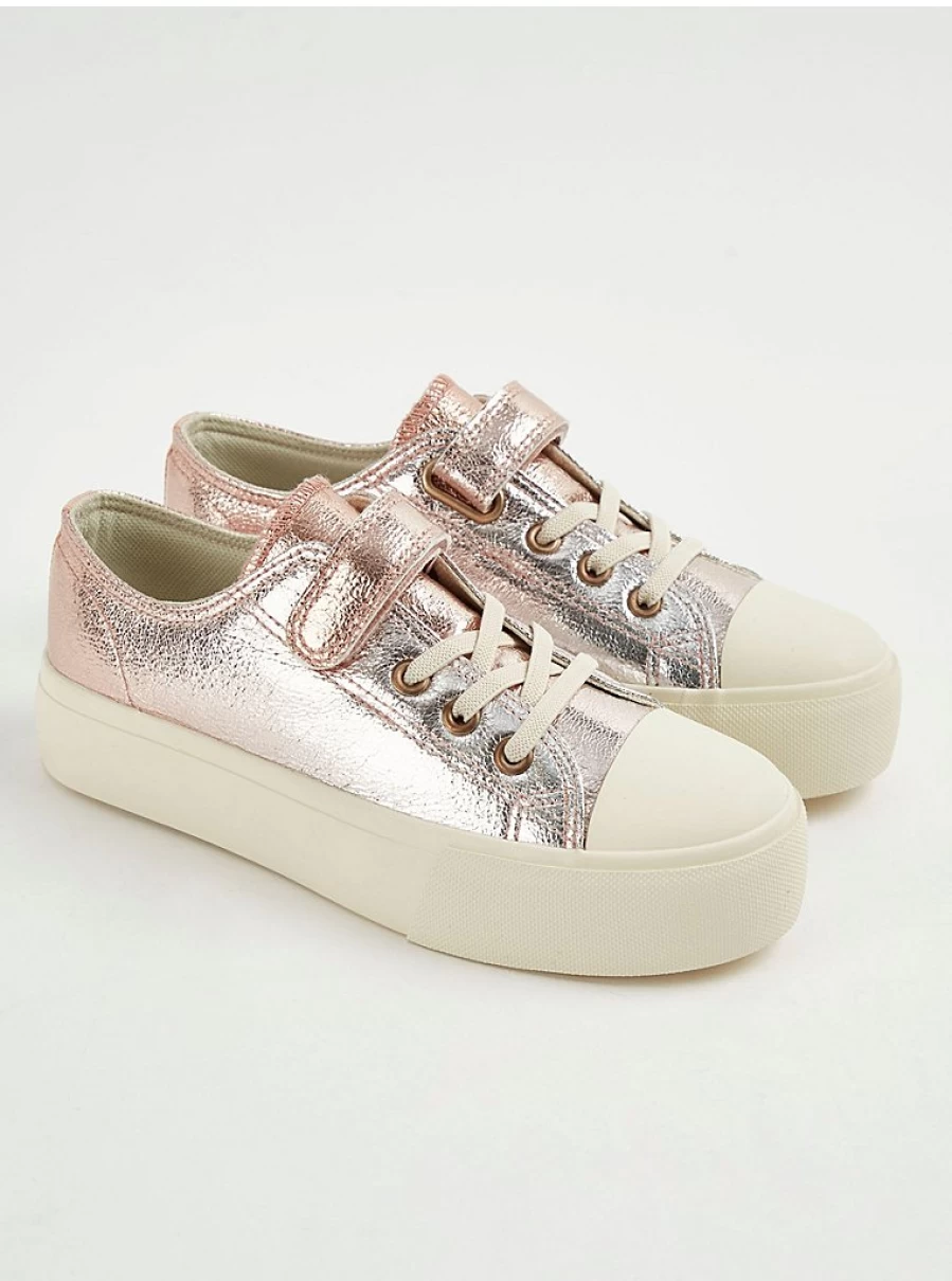"George at Asda Kids' Rose Gold Shimmer Platform Cupsole Trainers – Reviews & Features"