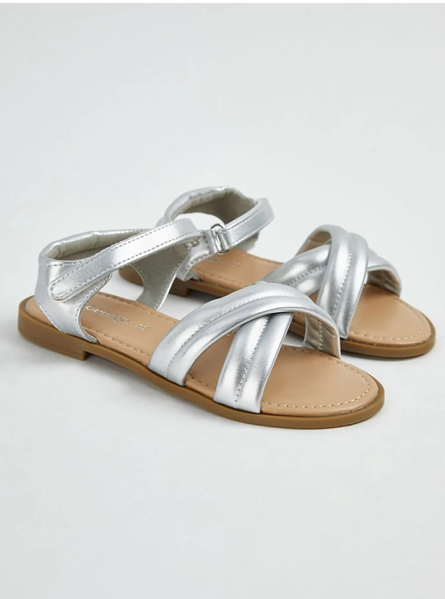 George at Asda Girls' Silver Cross Strap Sandals – Comfortable Kids' Footwear Review