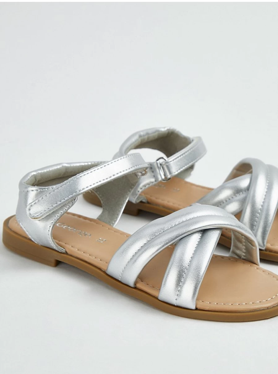 George at Asda Girls' Silver Cross Strap Sandals – Comfortable Kids' Footwear Review