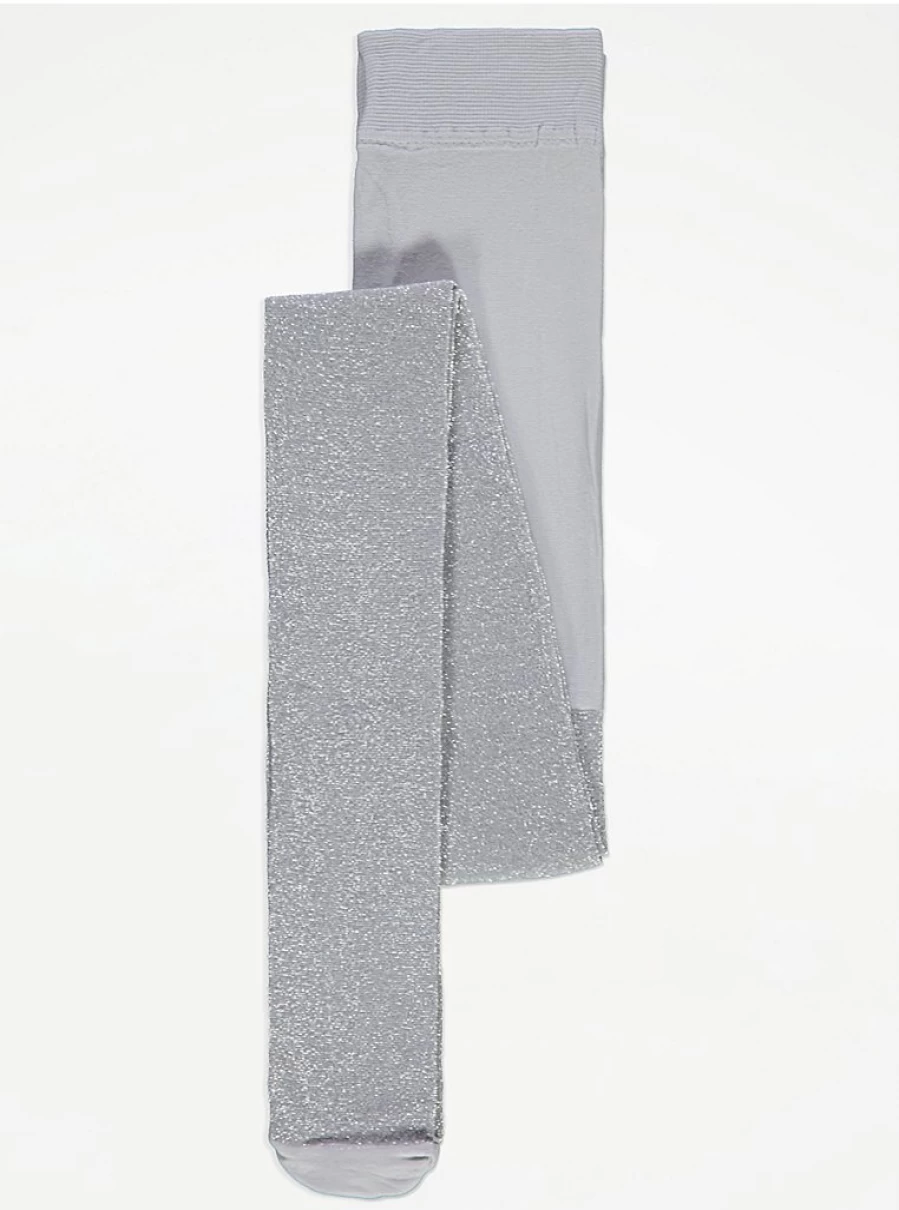 "George at Asda Kids Silver Glitter Tights - 1 Pack | Sparkle Tights for Children"