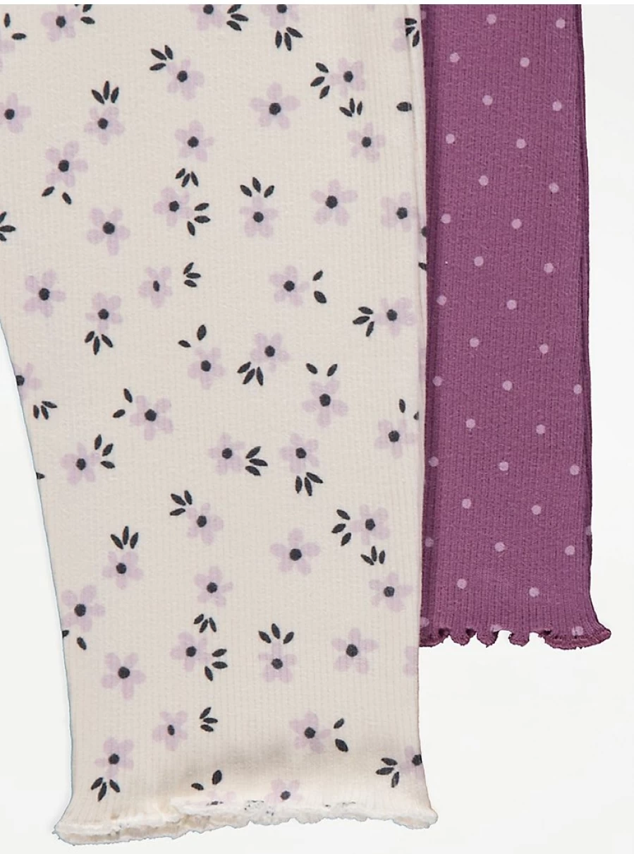 "George at Asda Baby Girls' 5-Pack Assorted Floral & Spot Frill Leggings"