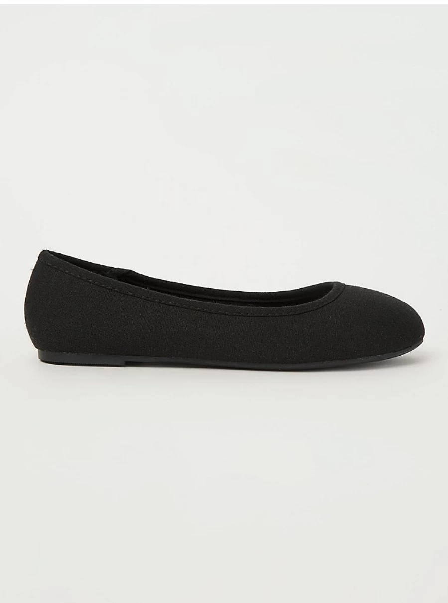 "George at Asda Women's Black Canvas Ballet Flats | Comfortable & Lightweight Dance Shoes"