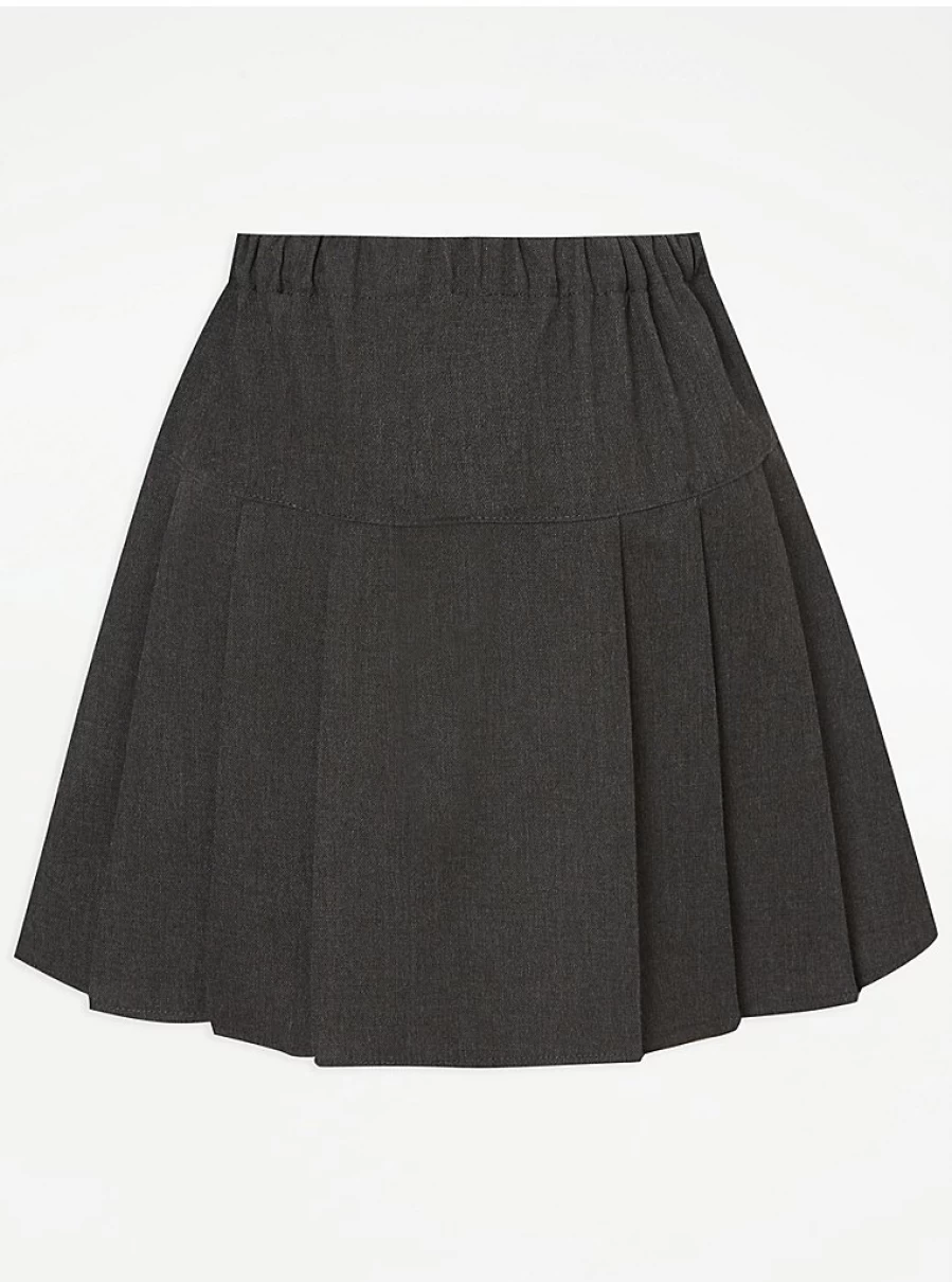 "George at Asda Girls' Grey Plus Size Pleated School Skirts 2-Pack | Comfort Fit Uniform Skirts"