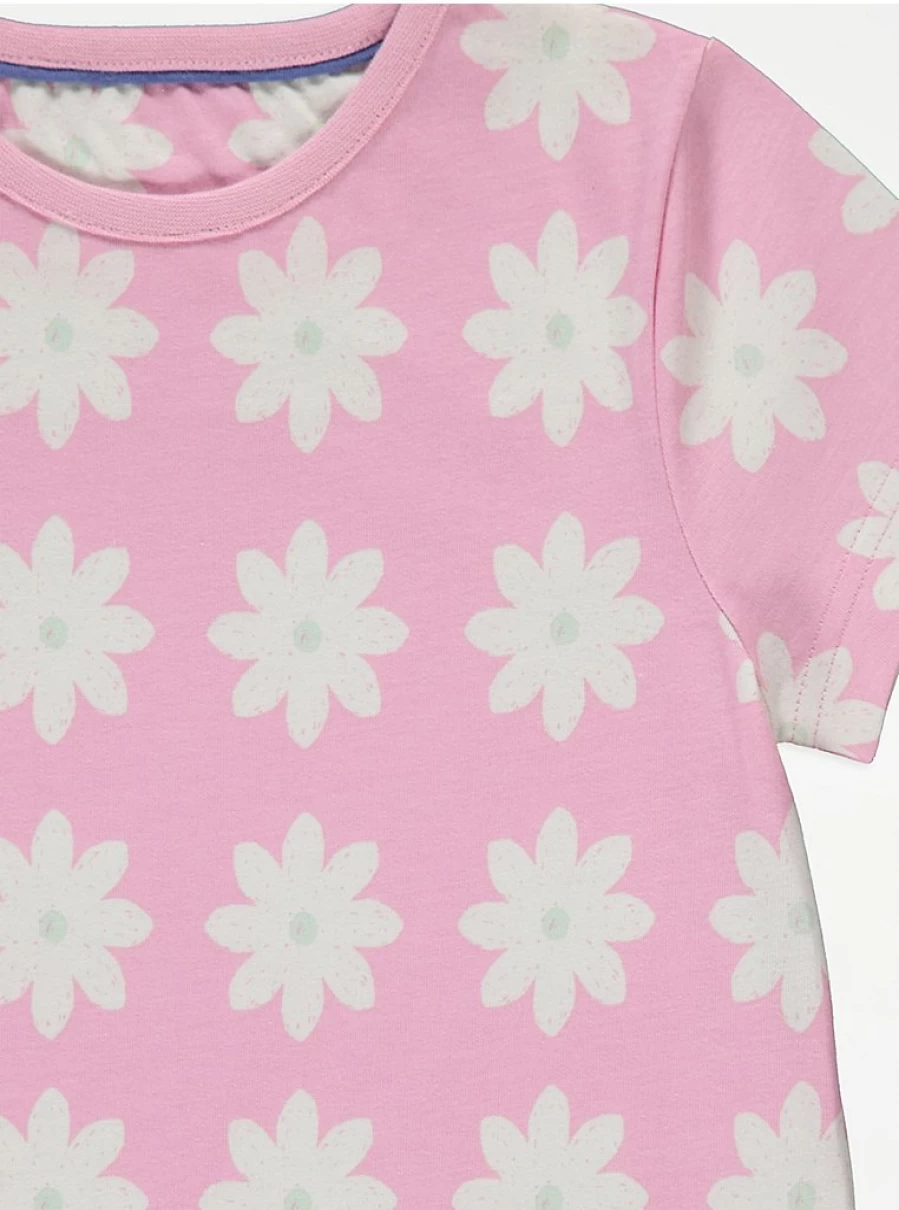 Girls' Pink Floral Grid Short Pyjamas 3-Pack | George at Asda Sleepwear for Kids