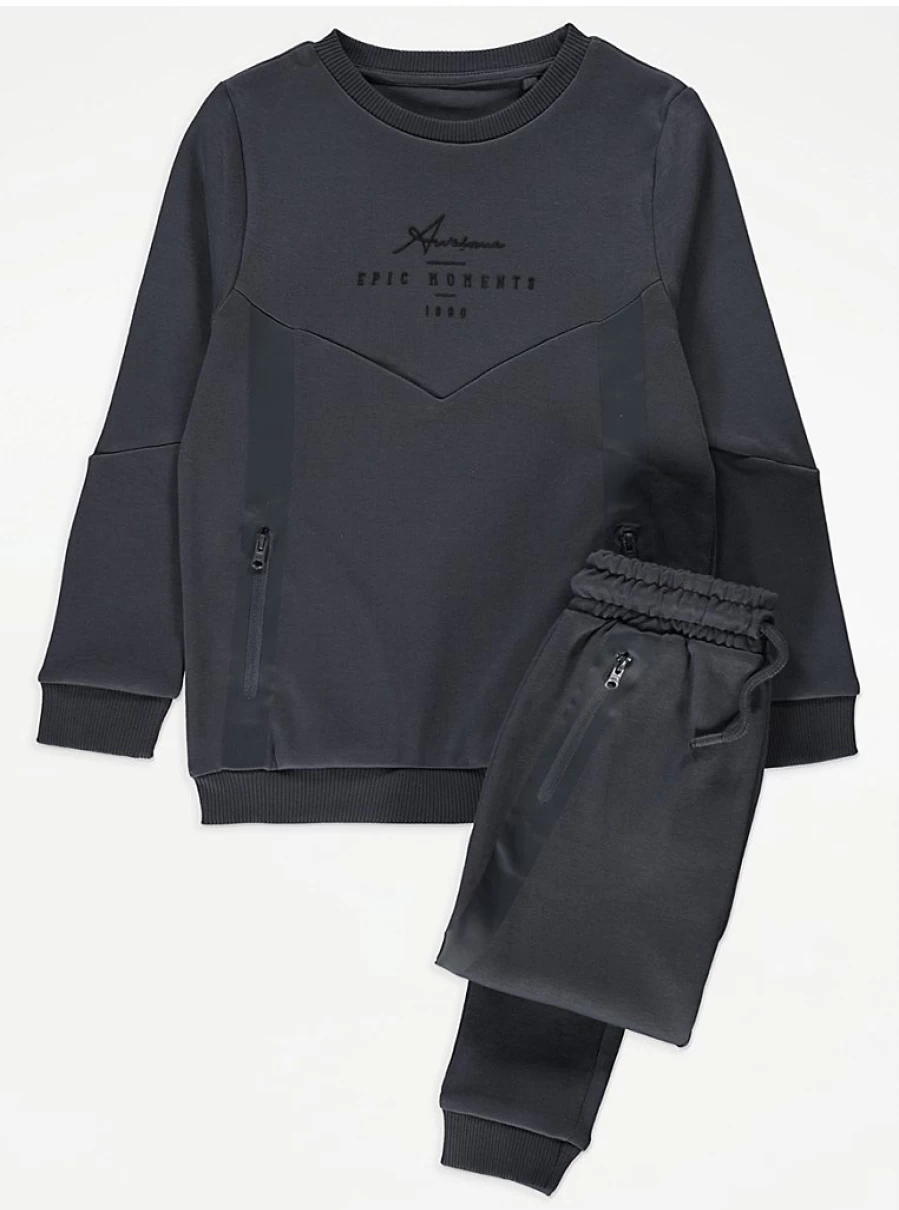 "George at Asda Boys' Charcoal Pocket Sweatshirt & Joggers Set Review"