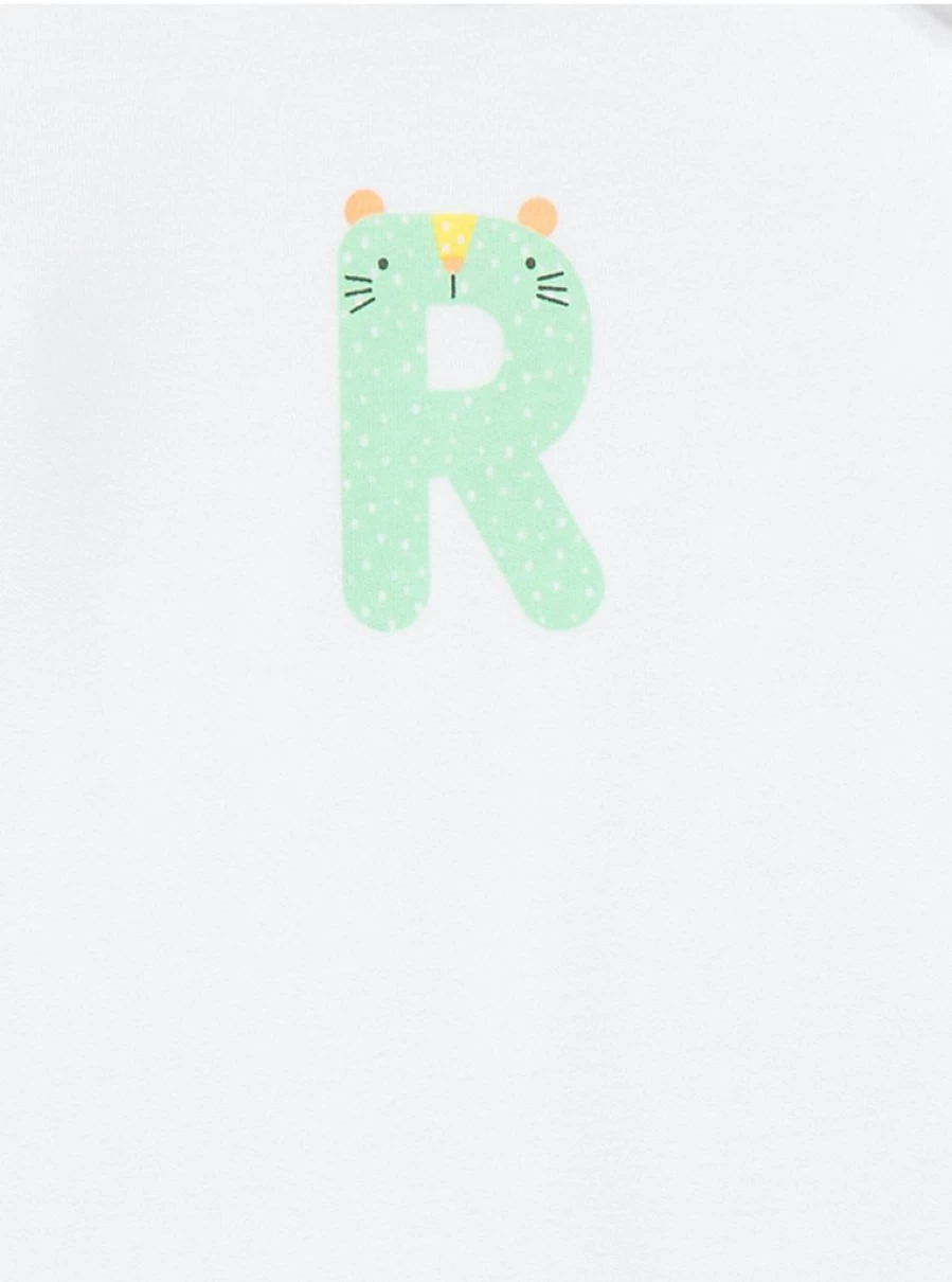 "George at Asda Baby White Animal Letter R Sleepsuit – Comfortable & Cute Sleepwear for Infants"