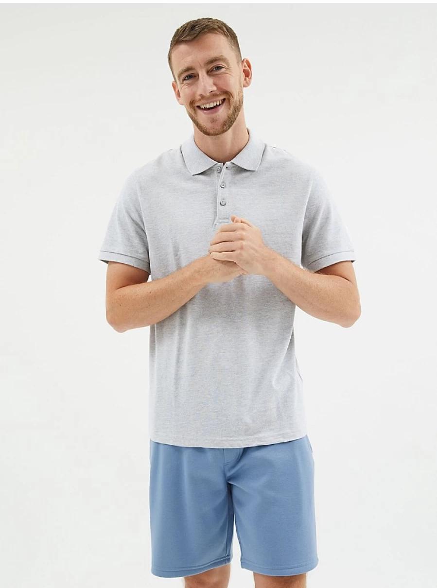 Men's Grey Short Sleeve Polo Shirt | George at Asda | Comfort Fit Casual Top