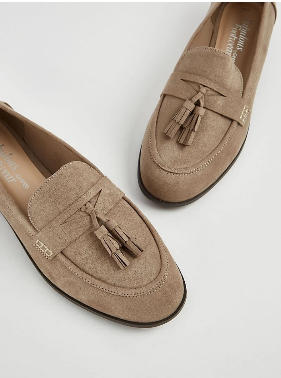 Women's Neutral Tassel Loafers - Comfortable Slip-On Shoes by George at Asda