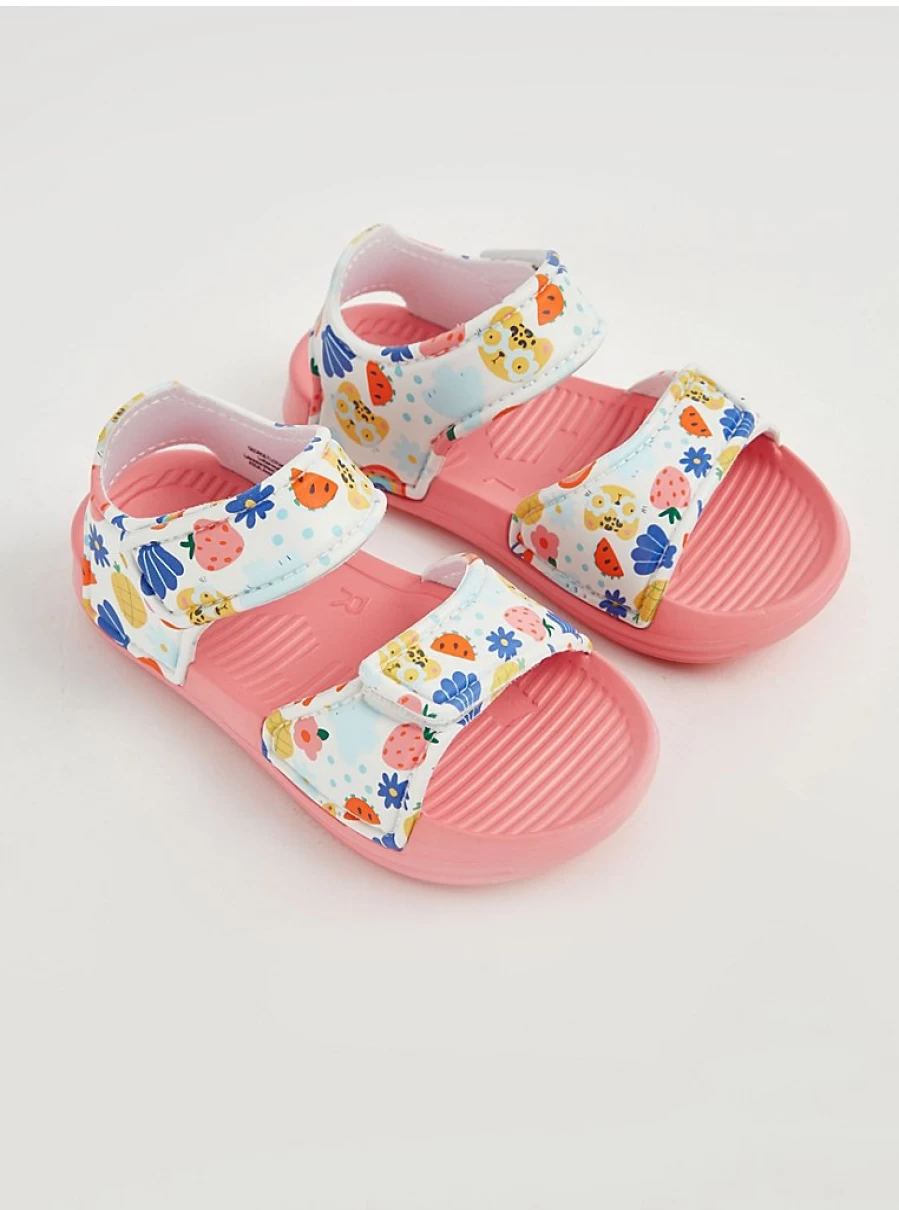 "George at Asda Girls' Pink Fruit Double Strap Sandals – Comfortable Kids' Summer Footwear"