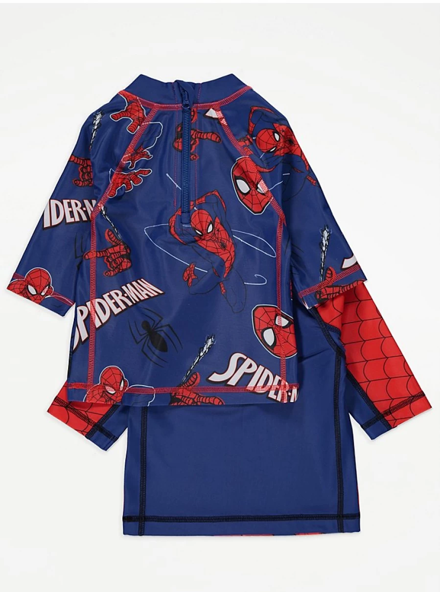 "George at Asda Boys' Marvel Spider-Man Swim Rash Guards 2-Pack for Kids"