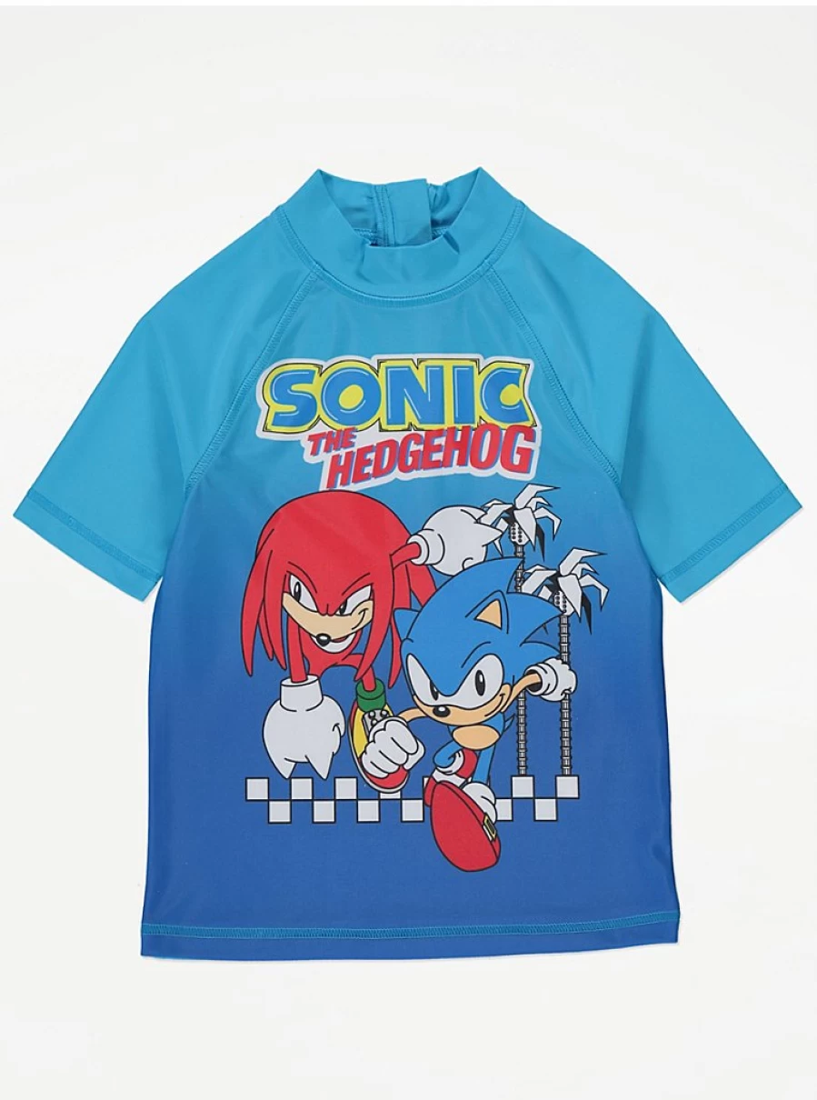Boys Sonic The Hedgehog Blue Rash Guard Vest - George at Asda | Kids Swim Shirt Review