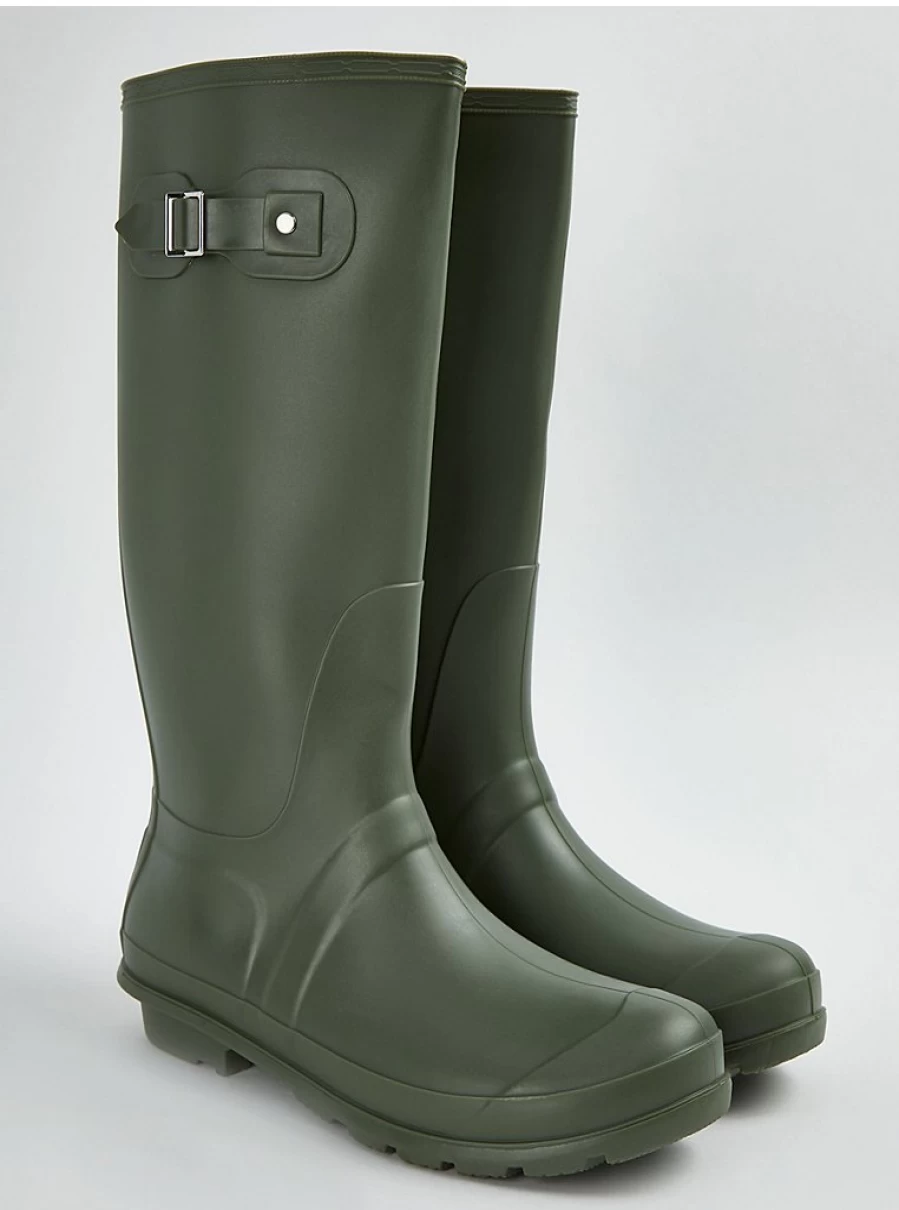 Men's Khaki Buckle Wellington Boots by George at Asda | Durable & Stylish Rain Boots