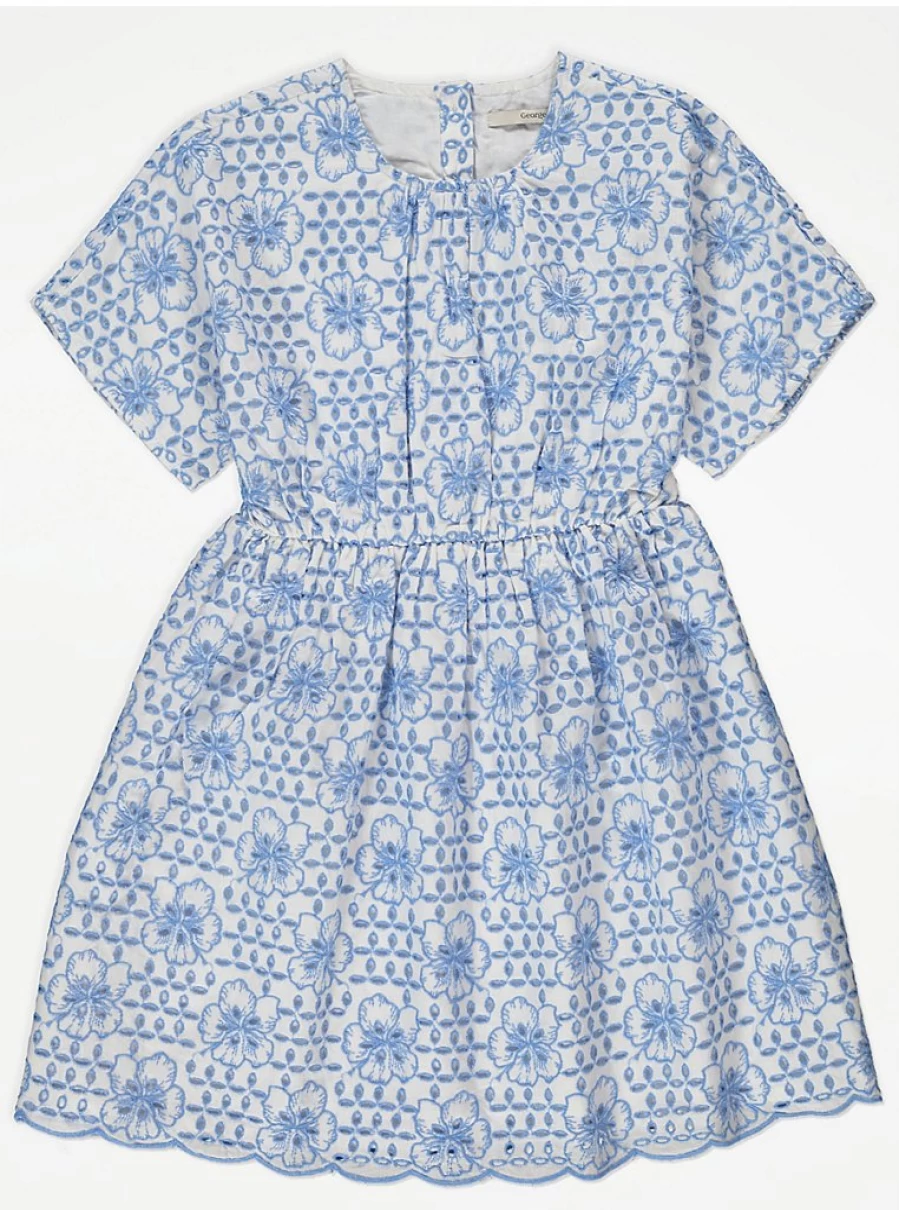"George at Asda Girls' Blue Broderie Scalloped Hem Dress – Reviews & Style Guide"