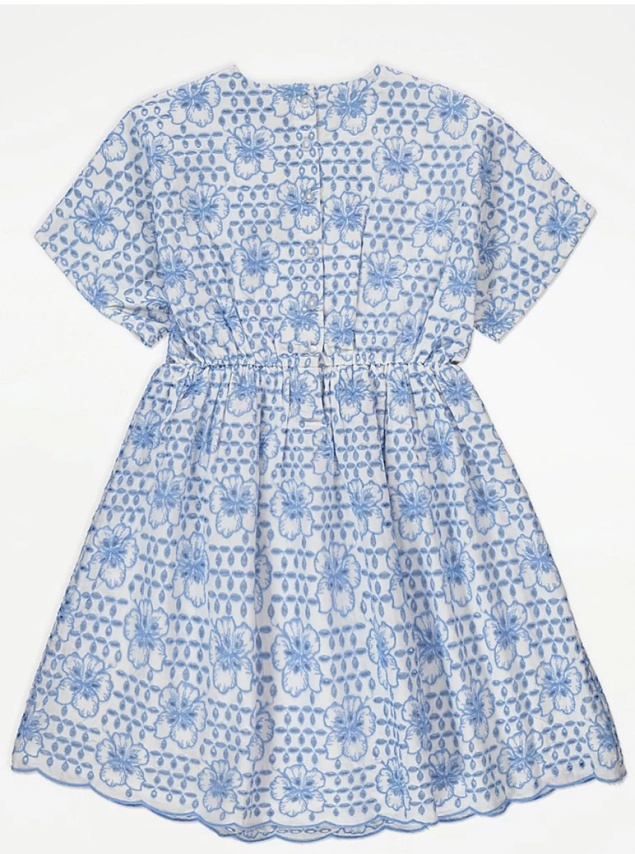 "George at Asda Girls' Blue Broderie Scalloped Hem Dress – Reviews & Style Guide"