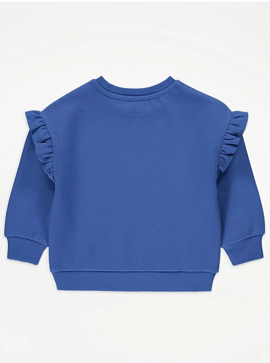 "George at Asda Kids Blue Embroidered Flower Frill Sleeve Sweatshirt | Review & Styles"