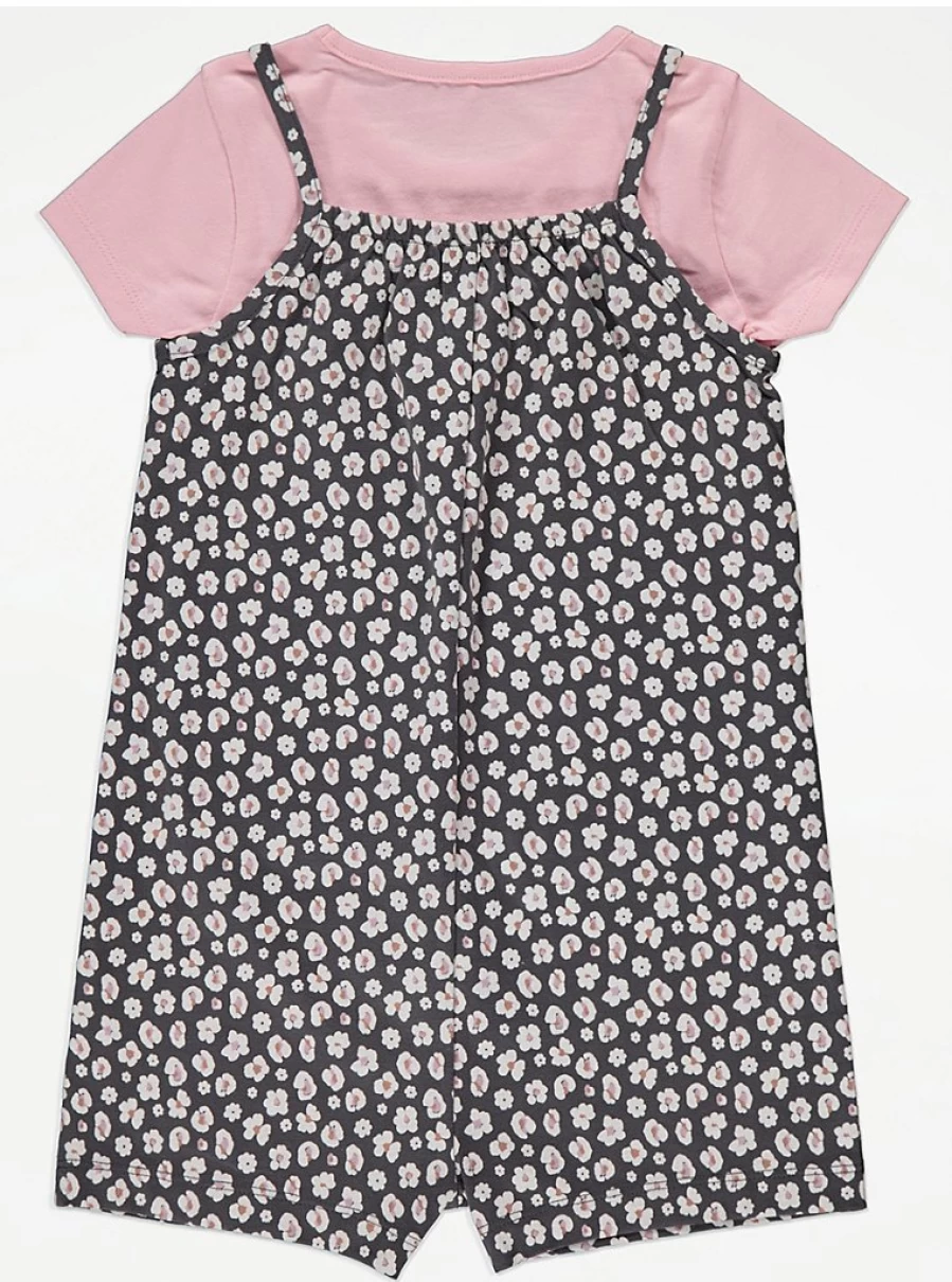 "George at Asda Girls' Black Floral Playsuit & T-Shirt Outfit – Kids' Floral Playsuit Set Review"