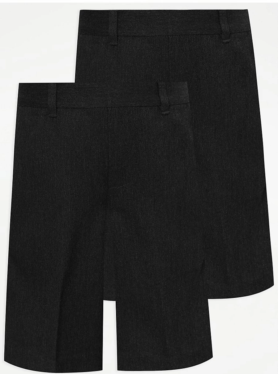 "George at Asda Boys' School Shorts 2-Pack - Plus Fit Regular Leg Charcoal Grey"