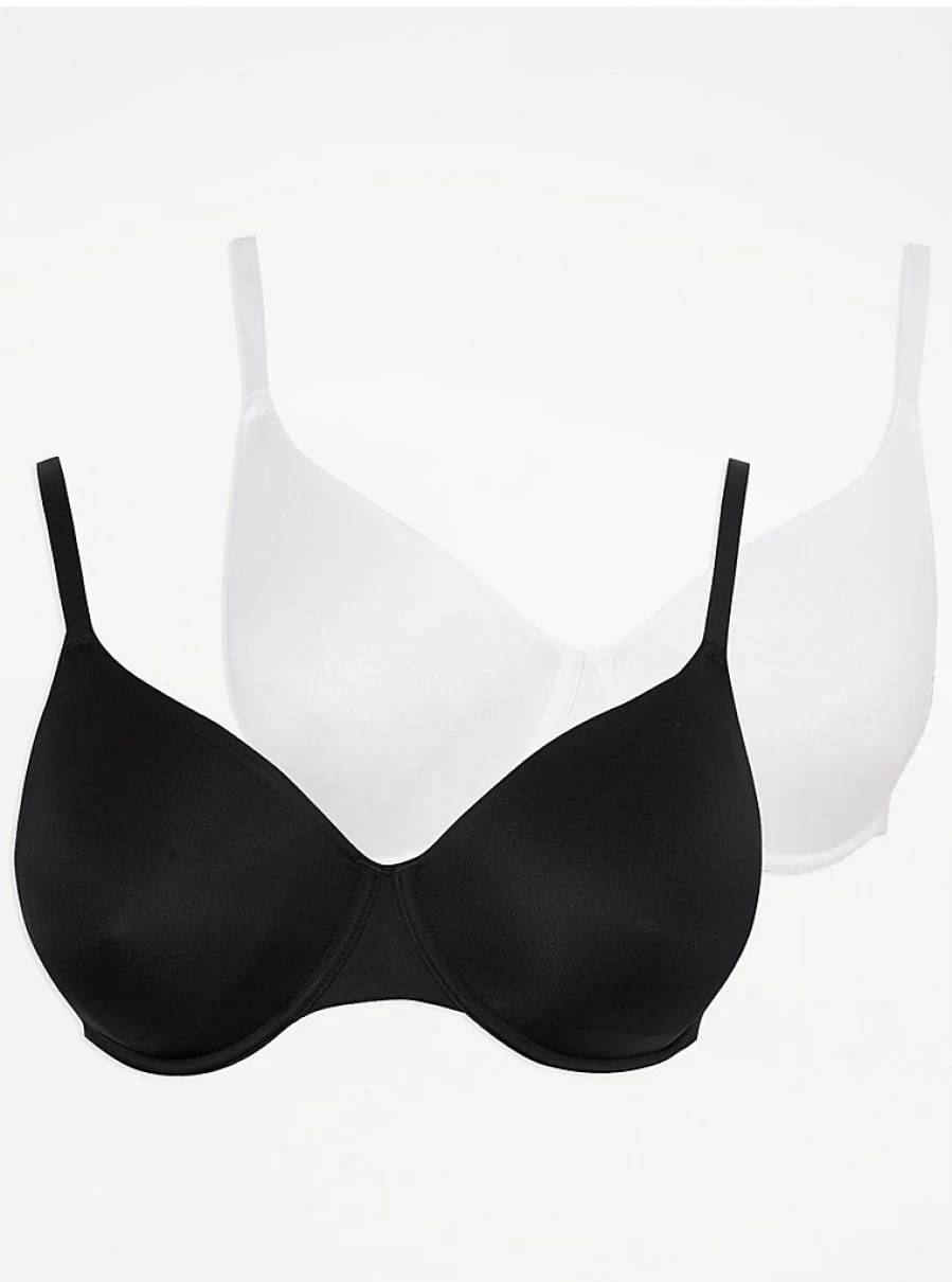 Women's Monochrome Underwired Non-Padded Bras 2-Pack | George at Asda Lingerie