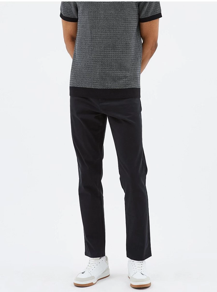 "George at Asda Men's Black Slim Fit Stretch Chino Trousers – Comfort & Style"