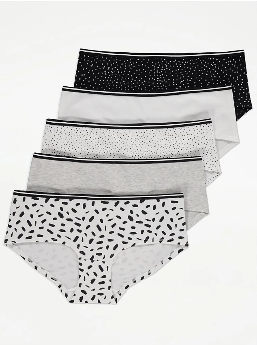 "George at Asda Women's Spot Print Short Knickers 5-Pack | Comfortable Cotton Underwear"