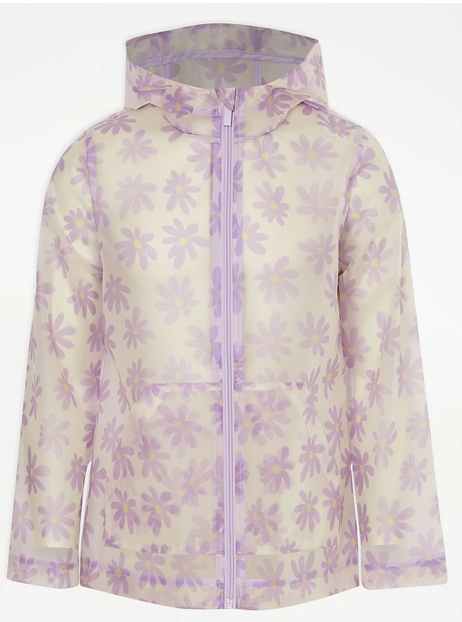 "George at Asda Kids Lilac Daisy Clear Raincoat | Waterproof Mac Review"