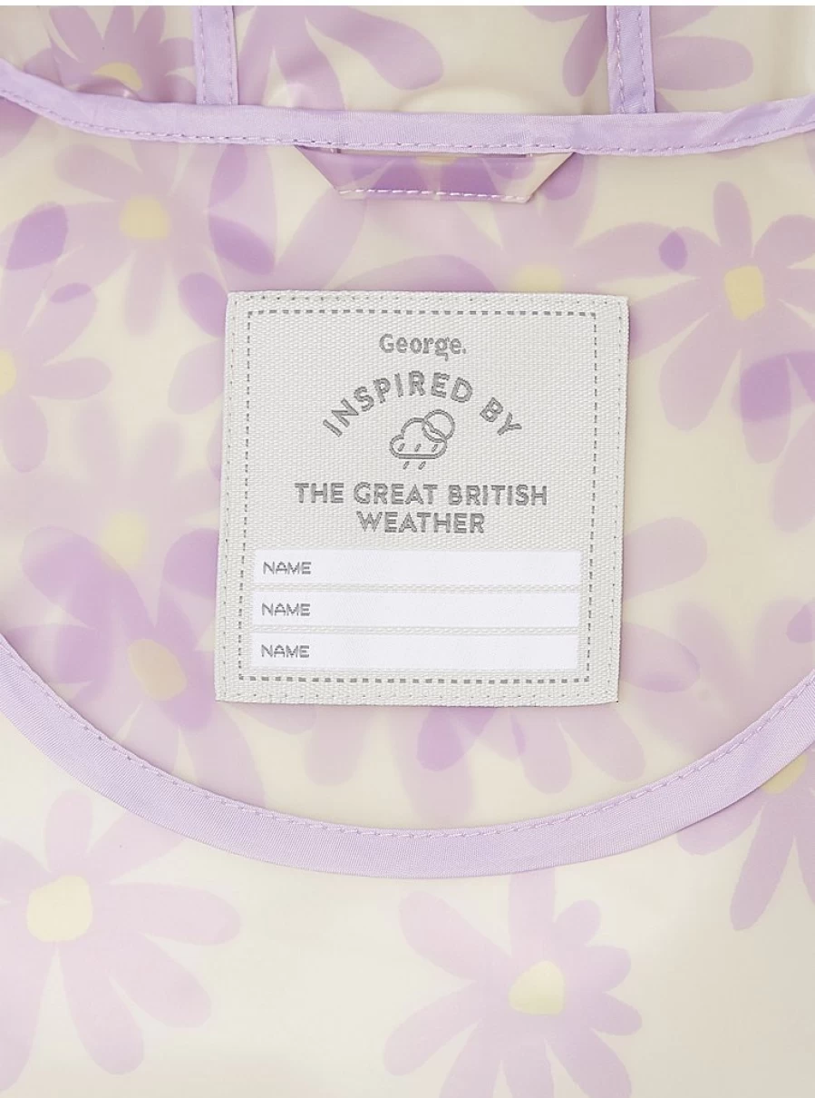 "George at Asda Kids Lilac Daisy Clear Raincoat | Waterproof Mac Review"