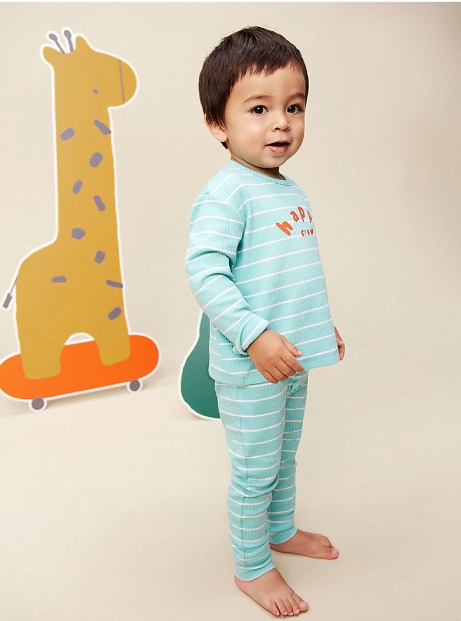 "George at Asda Baby Girls' Aqua Ribbed Long Sleeve Top & Leggings Set - Little Angels Outfit Review"