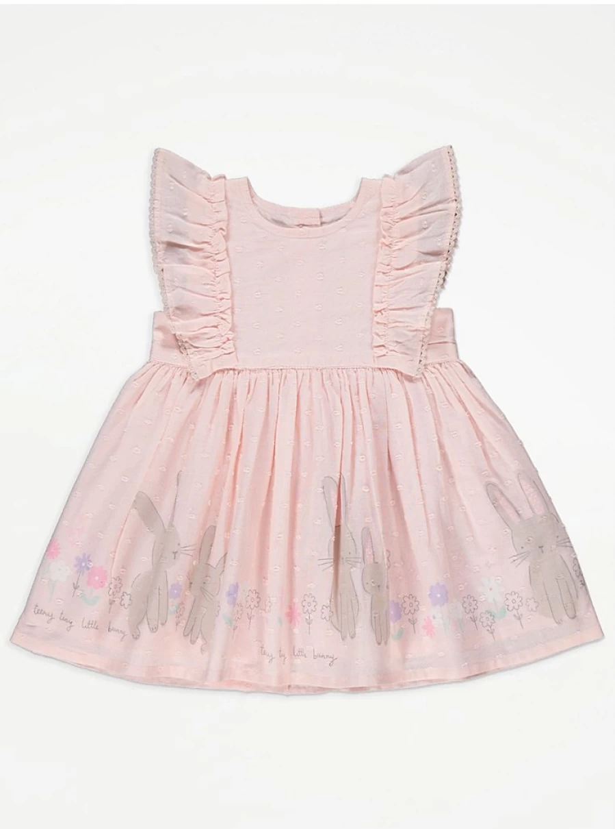 "George at Asda Baby Girl's Pink Broderie Bunny Dress – Cute & Comfortable Outfit Review"