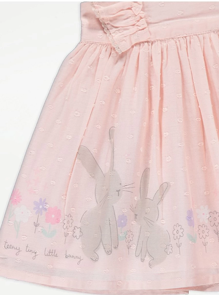 "George at Asda Baby Girl's Pink Broderie Bunny Dress – Cute & Comfortable Outfit Review"