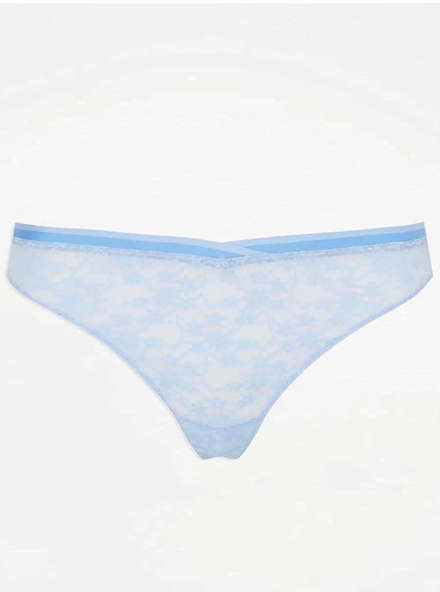 "George at Asda Light Blue Daisy Lace Thong | Floral Lingerie Review"