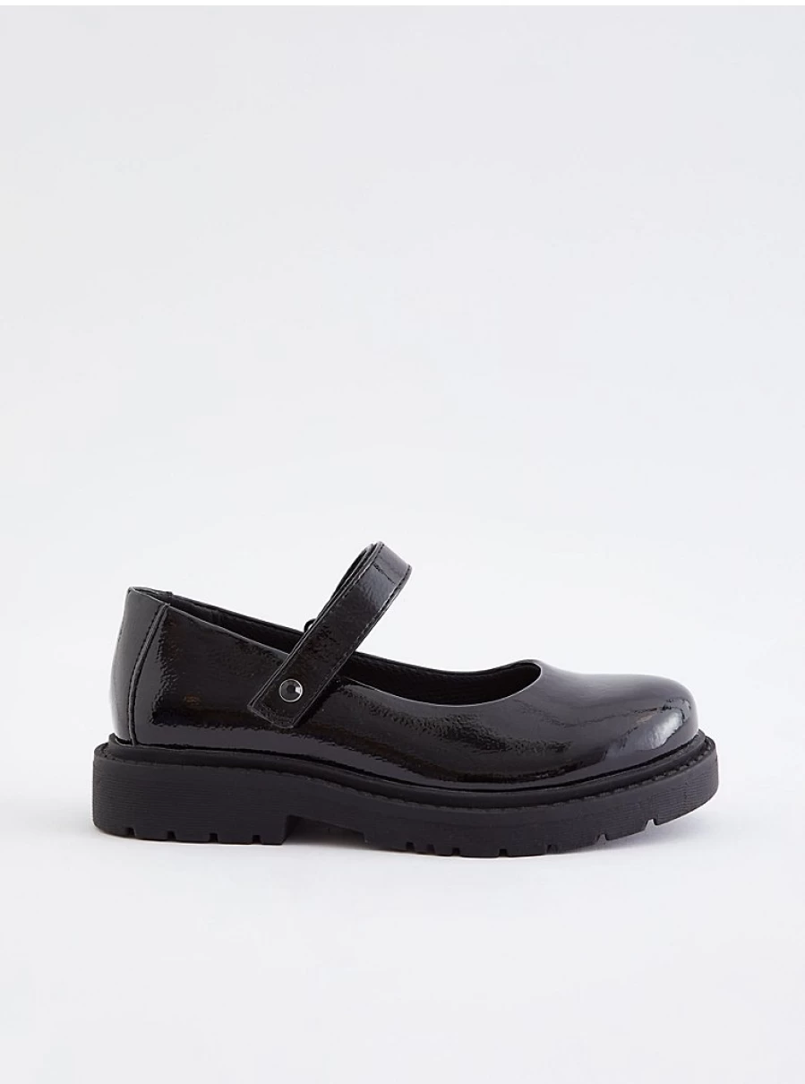 "George at Asda Black Patent Mary Jane School Shoes – Wide Fit Comfort for Kids"