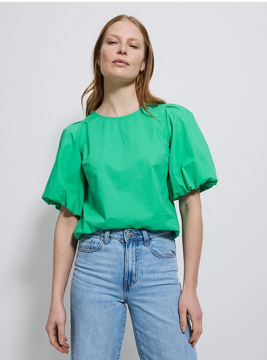 "George at Asda Women's Green Puff Sleeve Tie Back Blouse – Stylish & Comfortable Top"