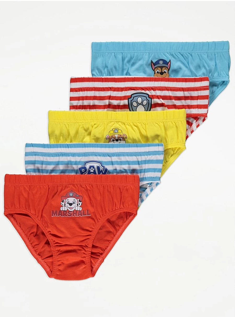 "George at Asda Paw Patrol Kids' Bright Character Briefs - 5 Pack Boys' Underwear Set"