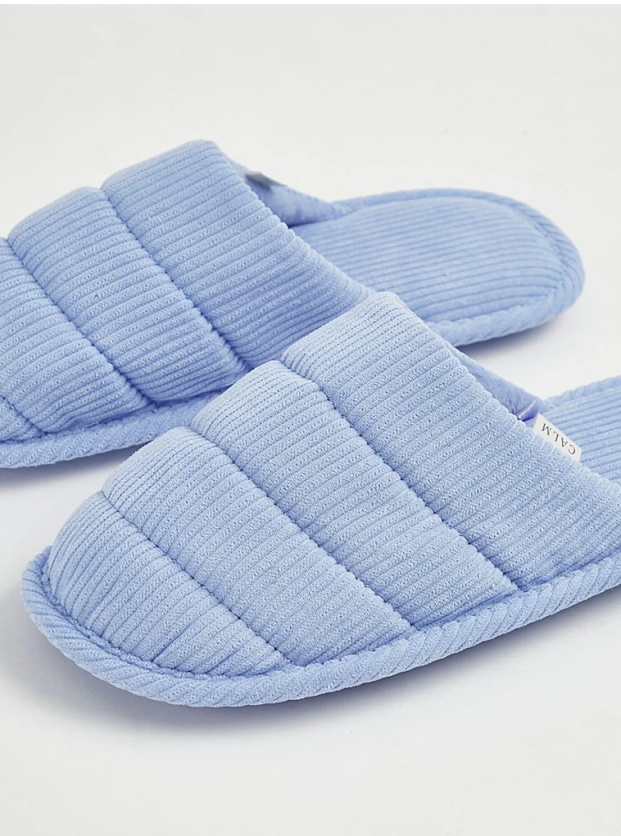 "George at Asda Light Blue Ribbed Mule Slippers – Comfortable House Shoes Review"