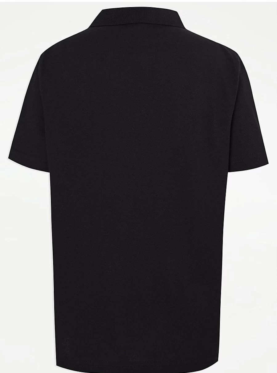 "George at Asda Black Short Sleeve Polo Shirts 2-Pack for School | Comfortable & Durable Uniform Essentials"