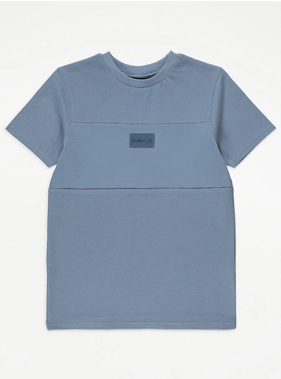 "George at Asda Boys' Blue Textured Panel T-Shirt | Worldwide Edition Kids Tee Reviews"